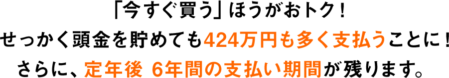 せっかく頭金を貯めても424万円も多く支払うことに！