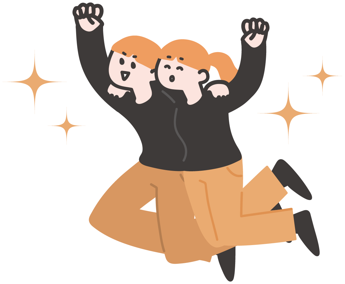 喜ぶカップルのイラスト